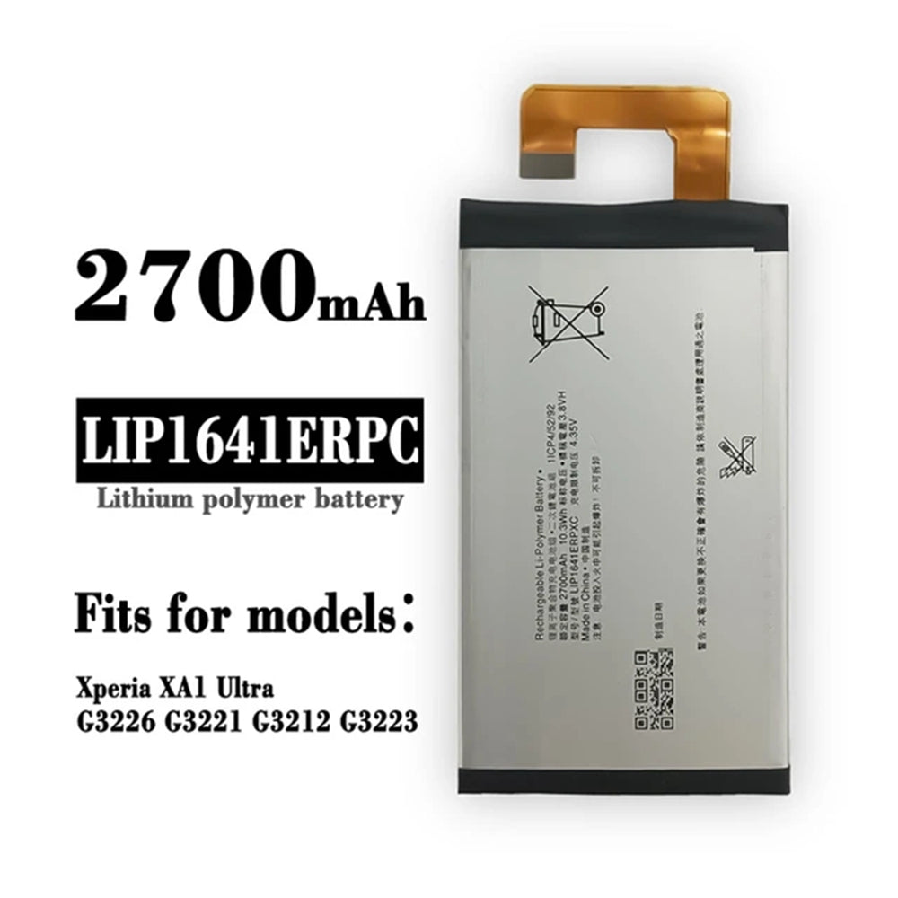 Batterie de remplacement pour Sony Xperia XA1 Ultra (G3221 G3212 G3223 G3226), LIP1641ERPXC Batterie de remplacement pour Sony Xperia XA1 Ultra (G3221 G3212 G3223 G3226), LIP1641ERPXC